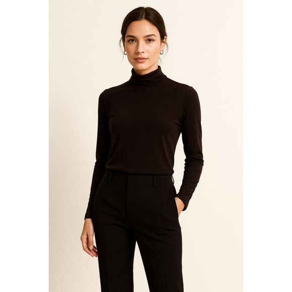 White House Black Market | Black Keyhole-Back Turtle Neck Blouse Size XL | EUC - Picture 1 of 11